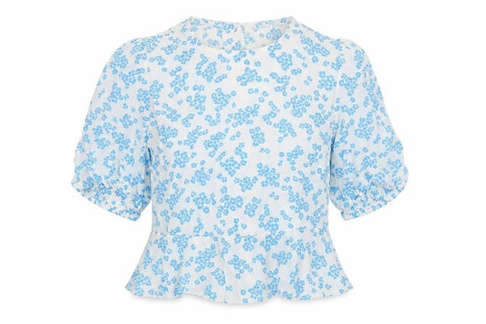 Marks and Spencer Women's Blue Floral Blouse Size 8