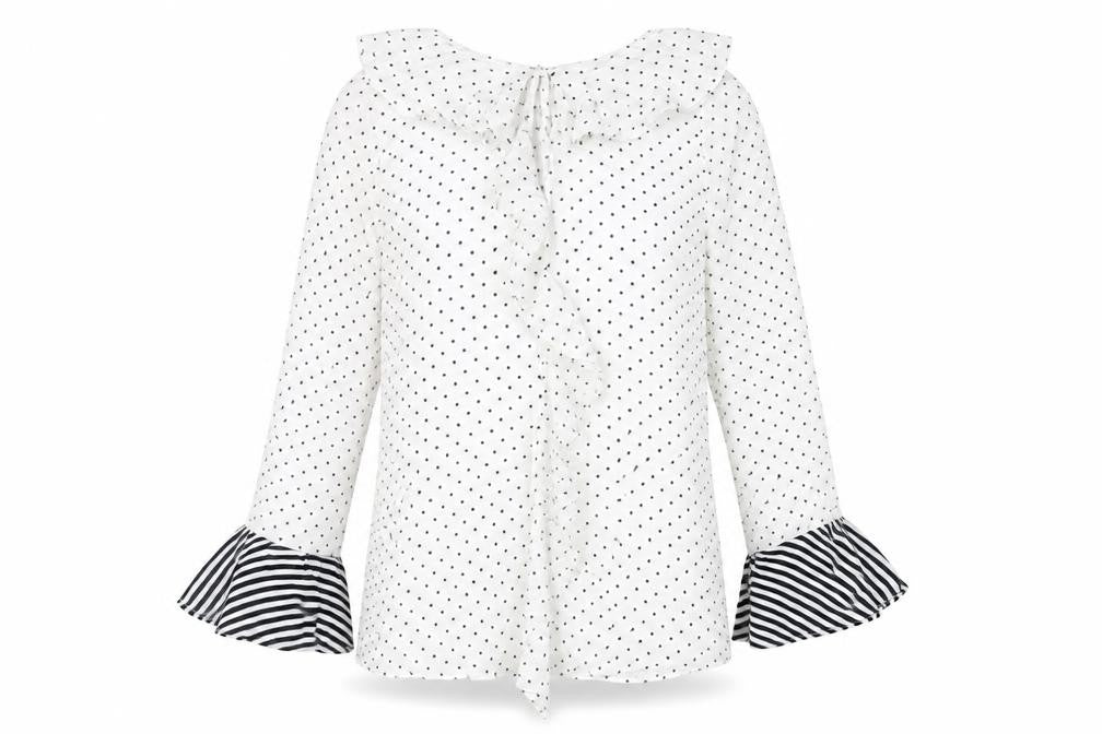 Marks & Spencer Womens White Polka Dot Viscose Basic T-Shirt Size 8 Round Neck