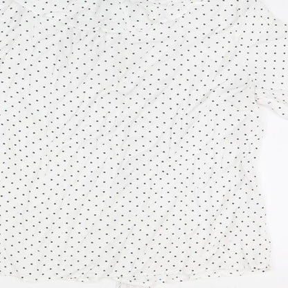 Marks & Spencer Womens White Polka Dot Viscose Basic T-Shirt Size 8 Round Neck