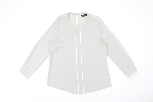 Dorothy Perkins Womens Grey Polyester Basic Blouse Size 14 Round Neck