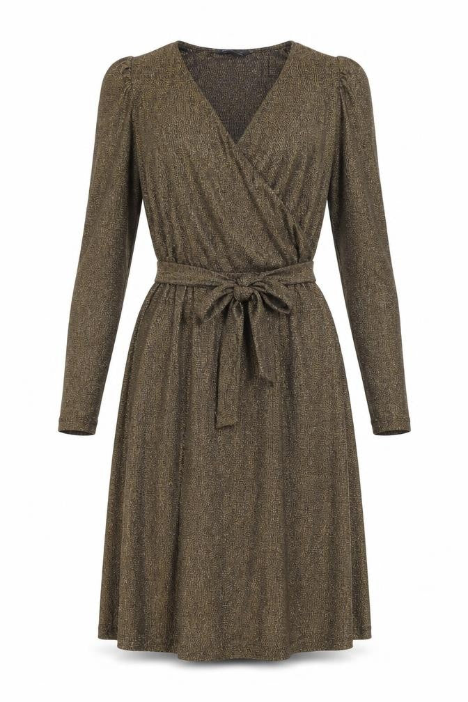 Marks & Spencer Womens Gold Polyamide A-Line Size 10 V-Neck Pullover - Belted