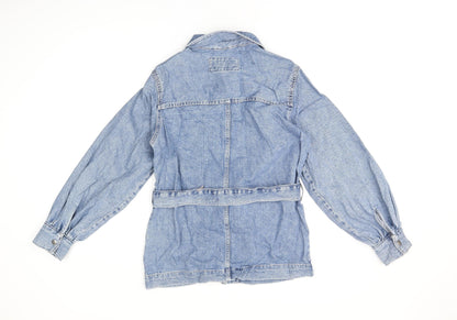 Marks & Spencer Womens Blue Jacket Size 8 Snap - Belted