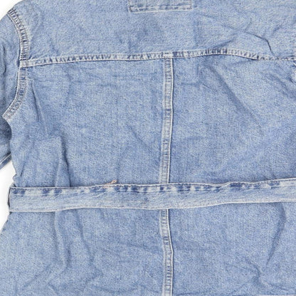 Marks & Spencer Womens Blue Jacket Size 8 Snap - Belted