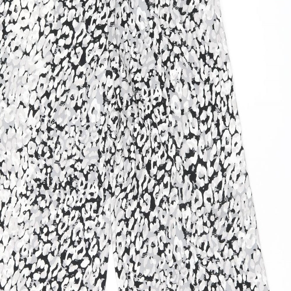 Marks and Spencer Womens Black Geometric Polyester Trousers Size 8 L29.5 in Regular Drawstring
