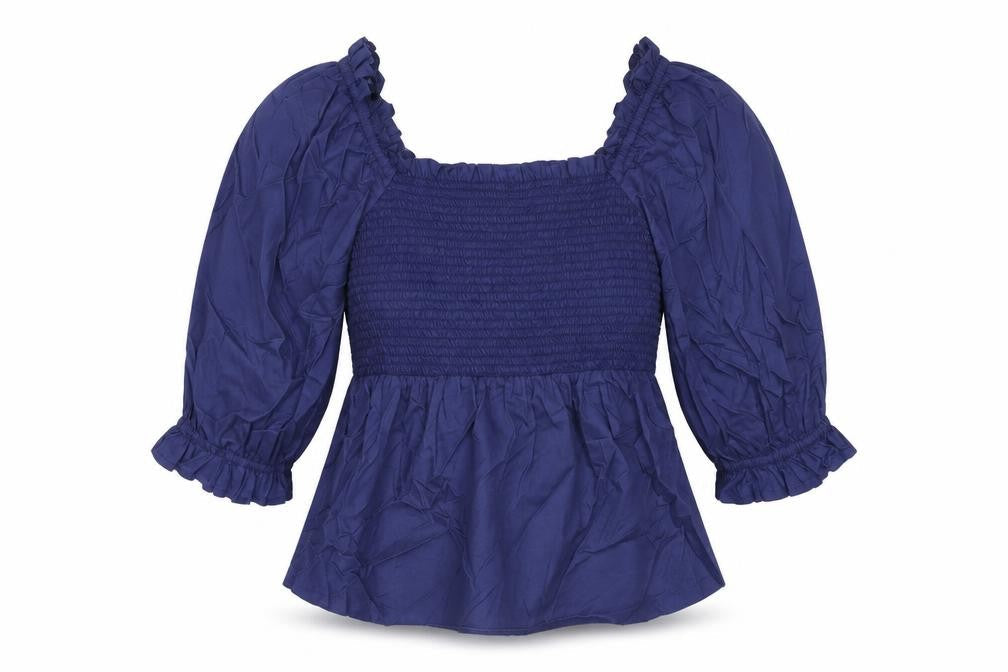Marks and Spencer Womens Blue Cotton Basic T-Shirt Size 10 Square Neck