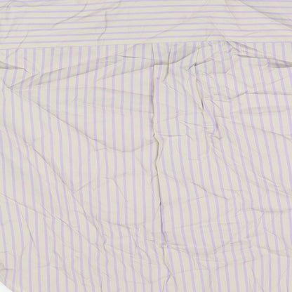 Marks & Spencer Womens Grey Striped Cotton Basic Button-Up Size 10 Collared
