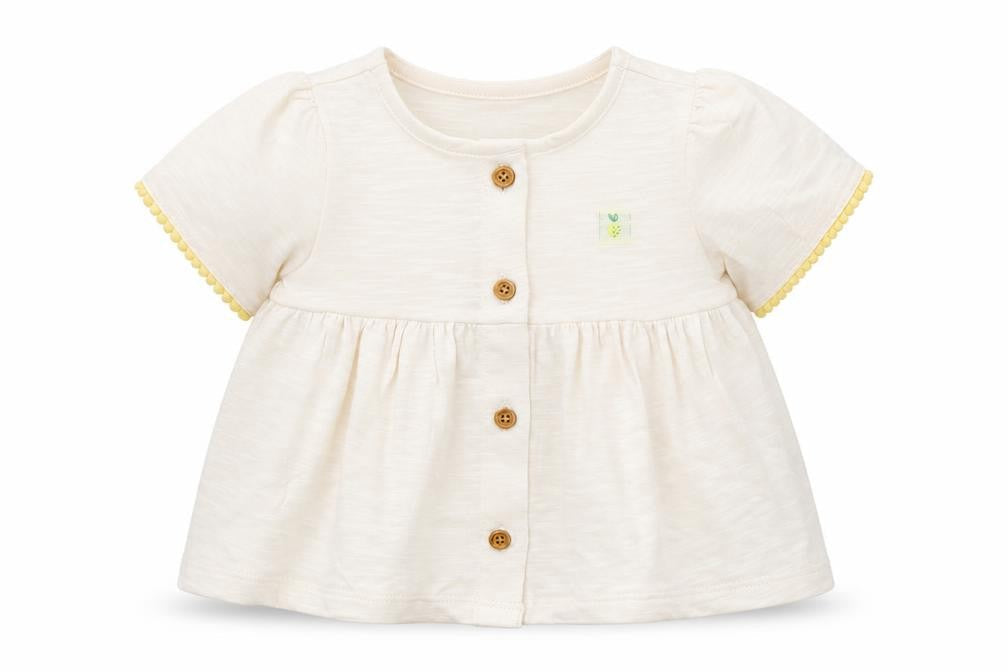 Marks & Spencer Baby Ivory 100% Cotton Basic Button-Up Size 0-3 Months Round Neck Button
