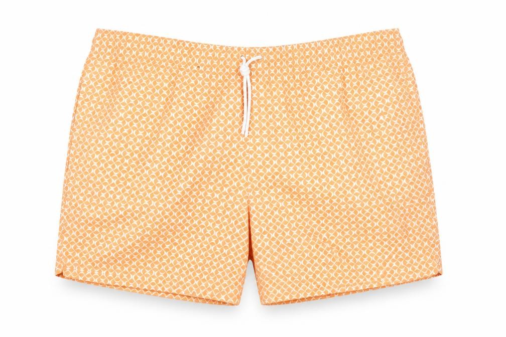 Marks & Spencer Mens Orange Geometric Polyester Bermuda Shorts Size 3XL L6 in Regular Drawstring