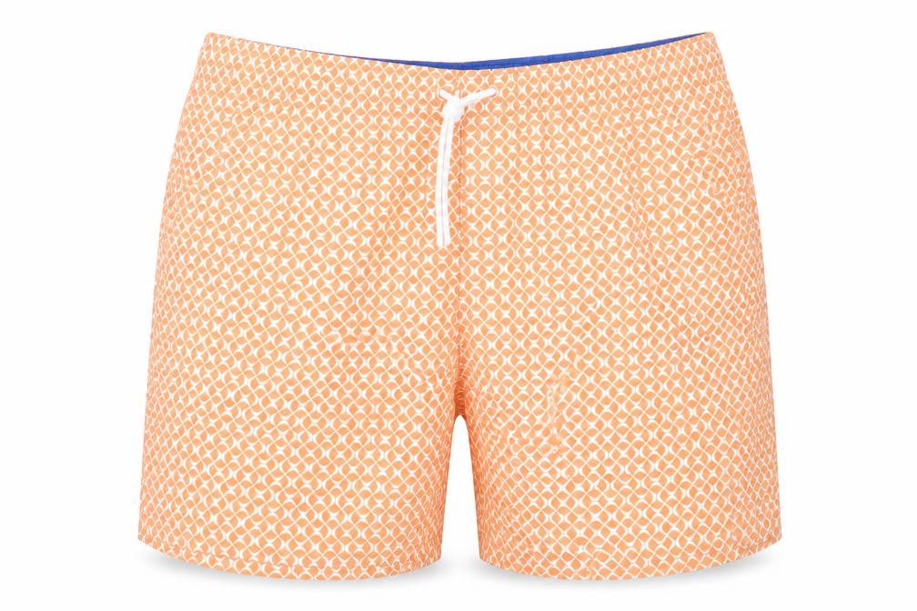 Marks & Spencer Mens Orange Geometric Polyester Bermuda Shorts Size 2XL Regular Drawstring - Inside Leg 5in