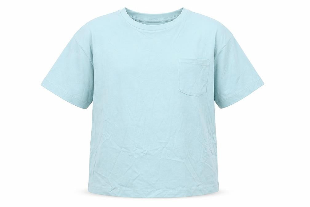 Marks & Spencer Boys Green Cotton Basic T-Shirt Size 7-8 Years Round Neck - Pocket