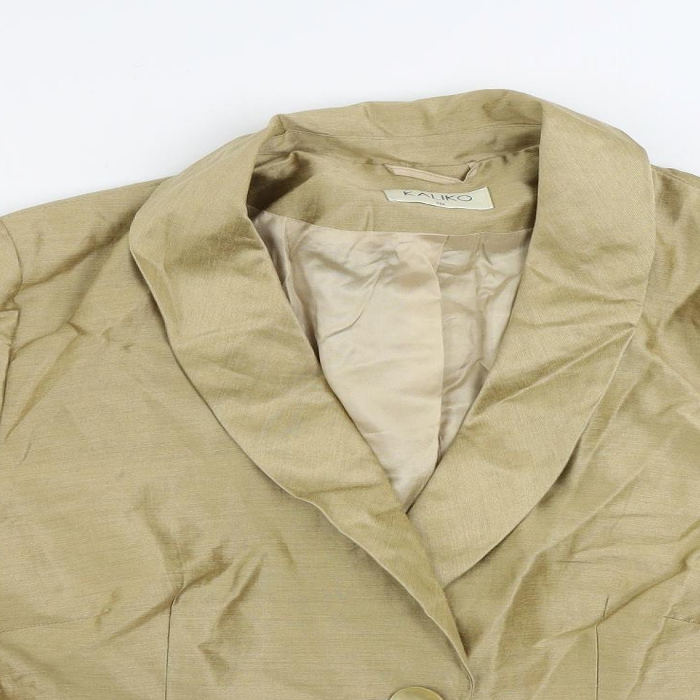Kaliko Womens Beige Jacket Blazer Size 16 Button
