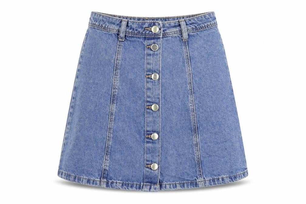 Divided by H&M Womens Blue Cotton Mini Skirt Size 6 Button