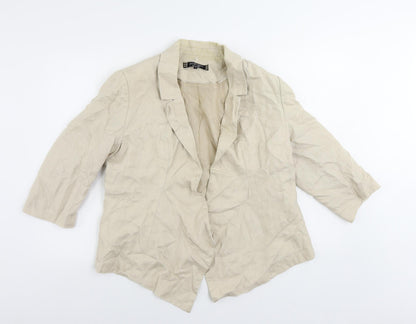 Additional front view of Principles women’s beige jacket blazer, size UK 16, - open