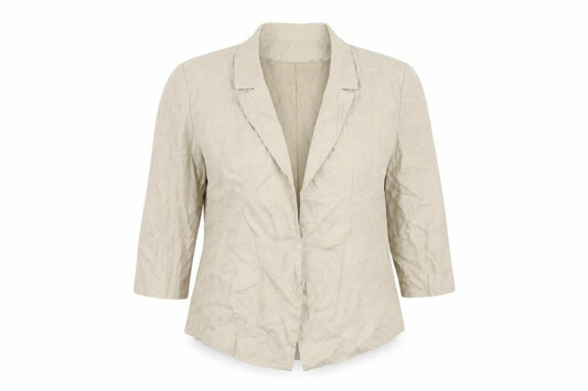 Front view of Principles women’s beige jacket blazer, size UK 16, - open