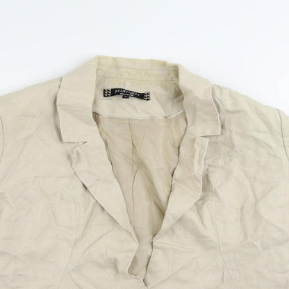 Close-up detail of Principles women’s beige jacket blazer, size UK 16, - open