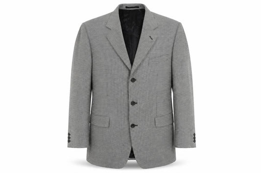 Varteks Mens Black Geometric Viscose Jacket Suit Jacket Size 42 Regular