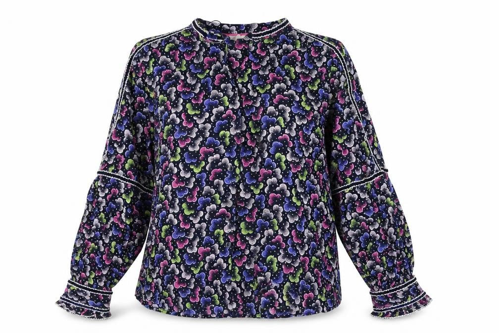 Per Una Womens Blue Geometric Viscose Basic Button-Up Size 10 V-Neck
