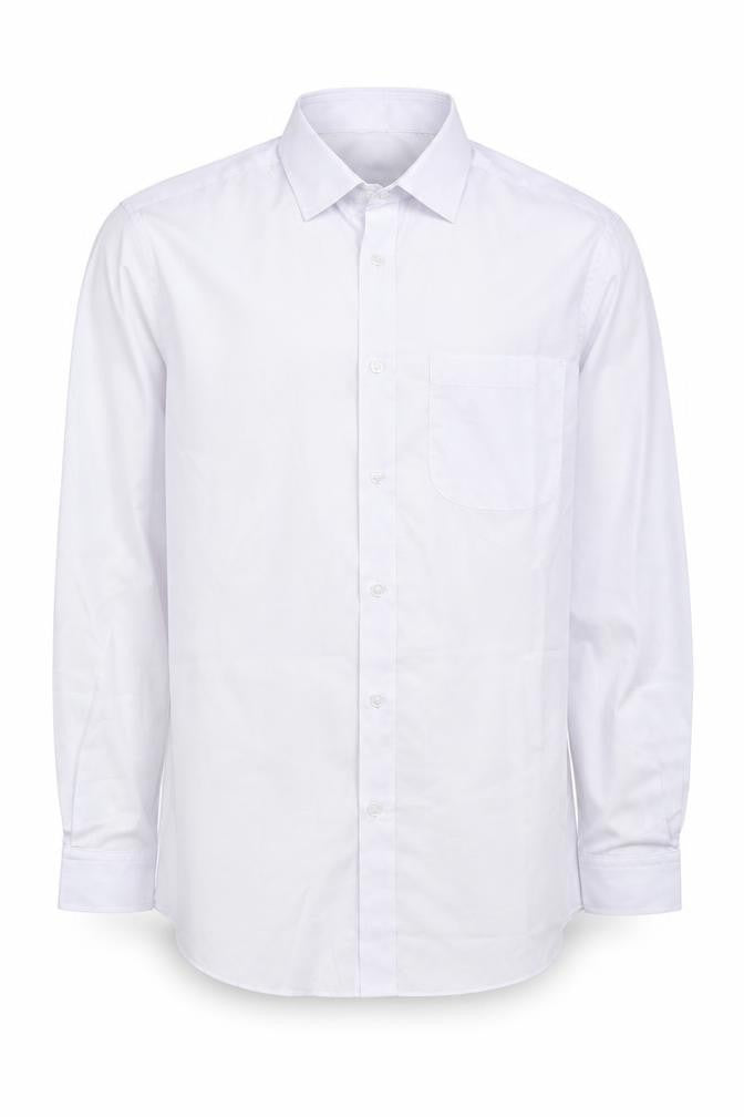 Marks & Spencer Mens White Polyester Button-Up Size 14.5 Collared Button