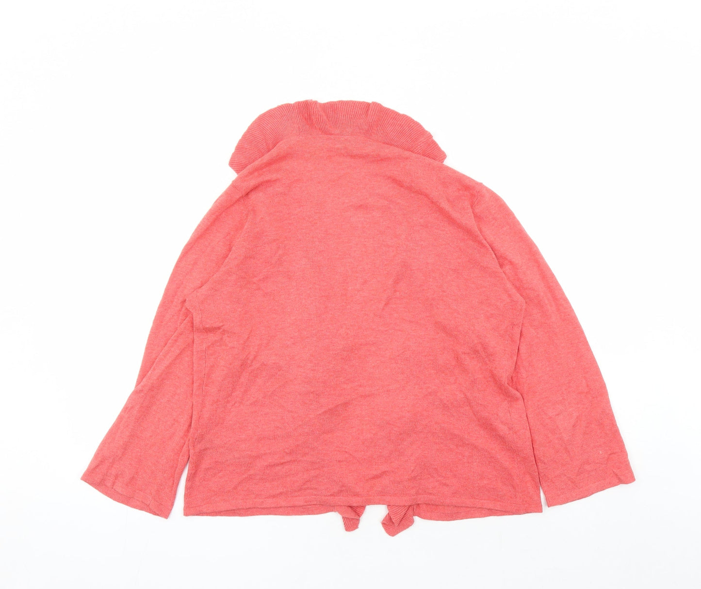 Debenhams Womens Red V-Neck 100% Cotton Cardigan Jumper Size 14 - Waterfall Design