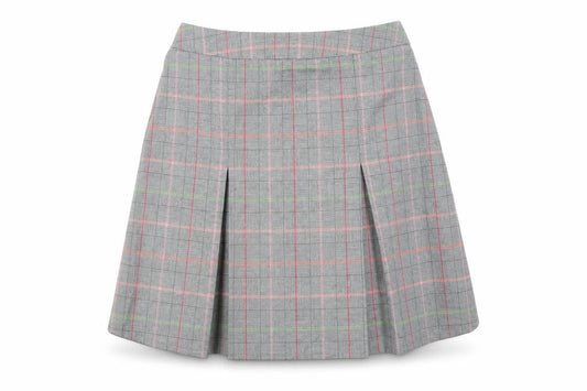 Cooperative Womens Grey Plaid Polyester A-Line Skirt Size S Zip