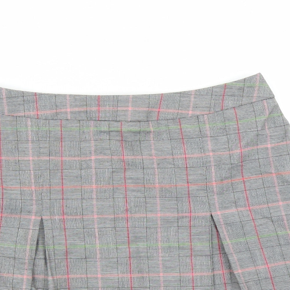 Cooperative Womens Grey Plaid Polyester A-Line Skirt Size S Zip