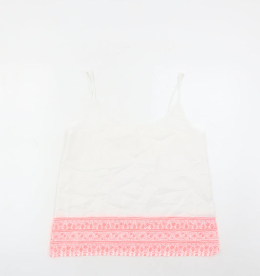 Marks and Spencer Womens White Geometric Acrylic Camisole Tank Size 12 Round Neck