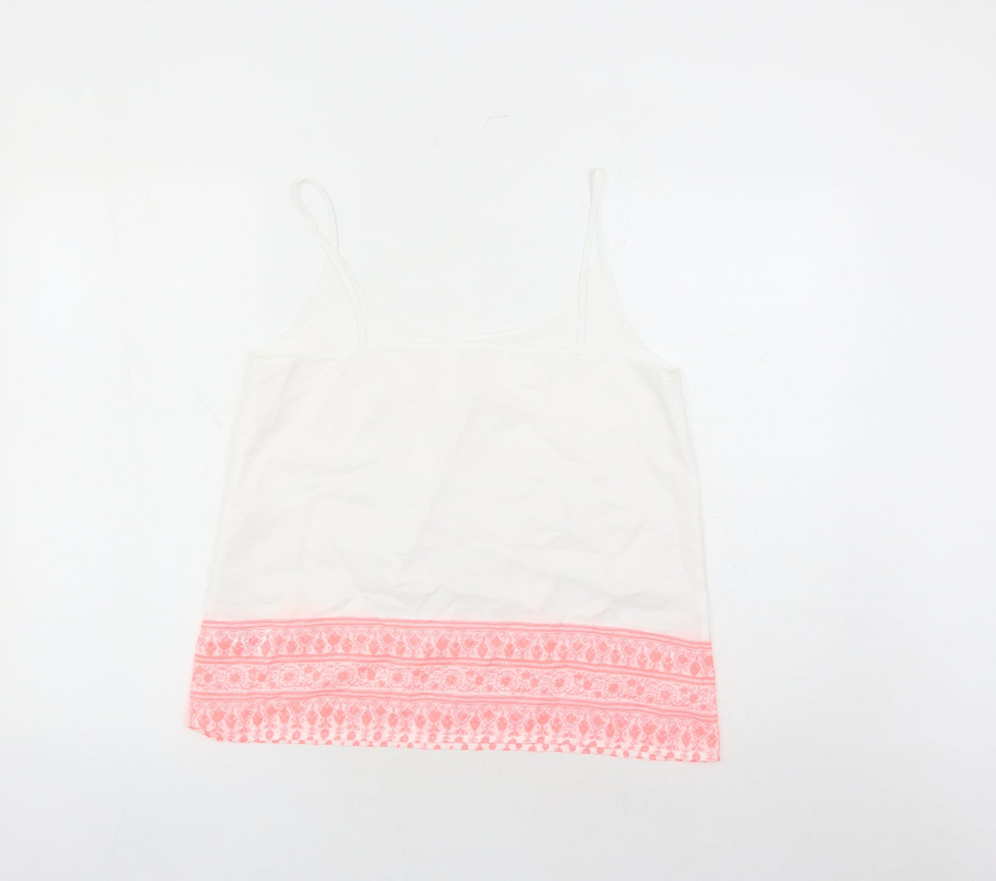 Marks and Spencer Womens White Geometric Acrylic Camisole Tank Size 12 Round Neck