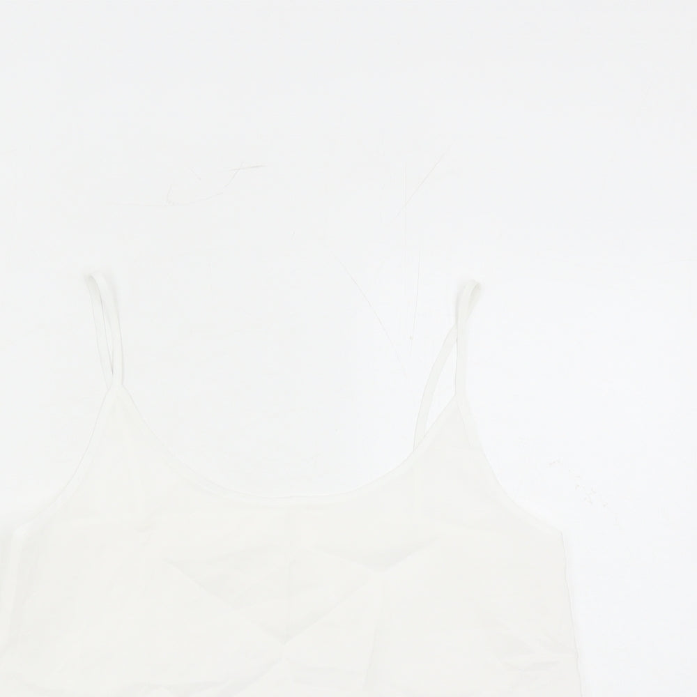 Marks and Spencer Womens White Geometric Acrylic Camisole Tank Size 12 Round Neck
