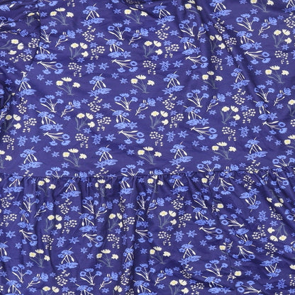 Brand and care label for In the Style women’s blue floral polyester basic blouse, size UK 16, v-neck - peplum