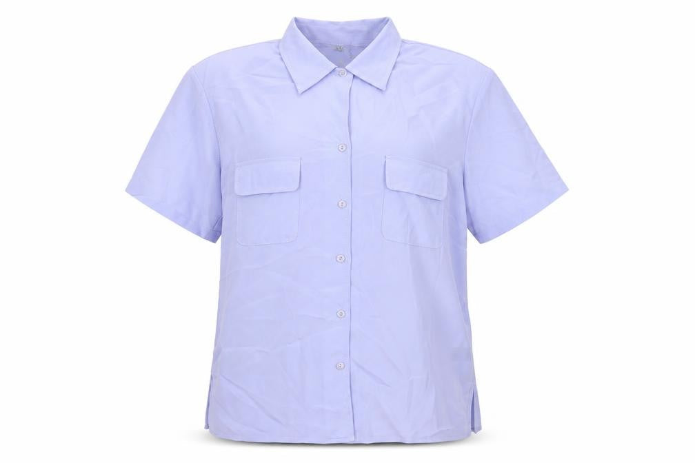 Style Collection Womens Purple Polyester Basic Button-Up Size 14 Collared