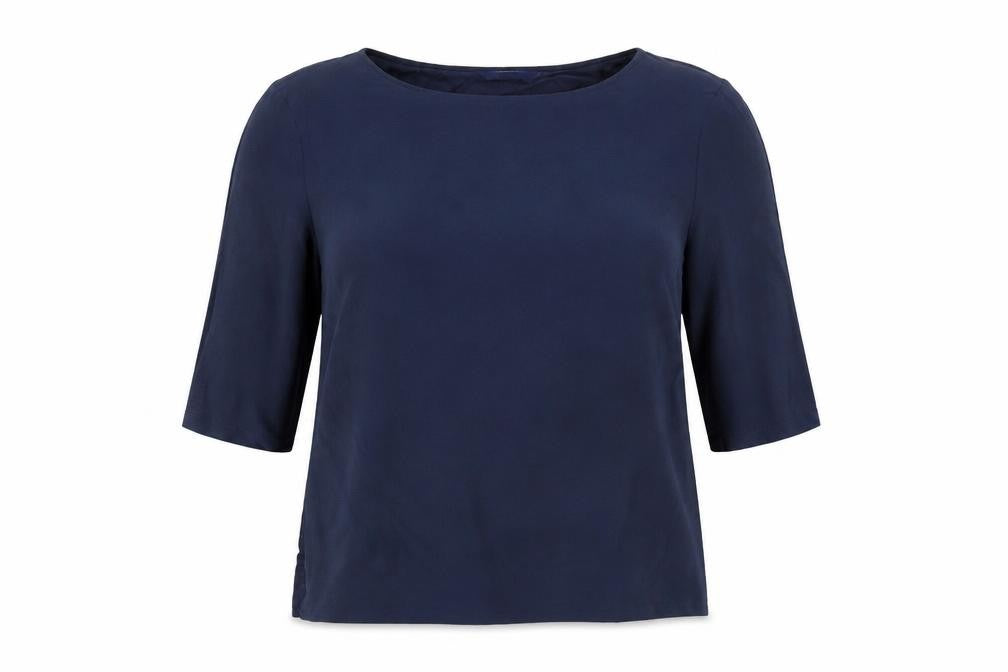 NEXT Womens Blue Polyester Basic Blouse Size 14 Round Neck - Sleeve Cut Out