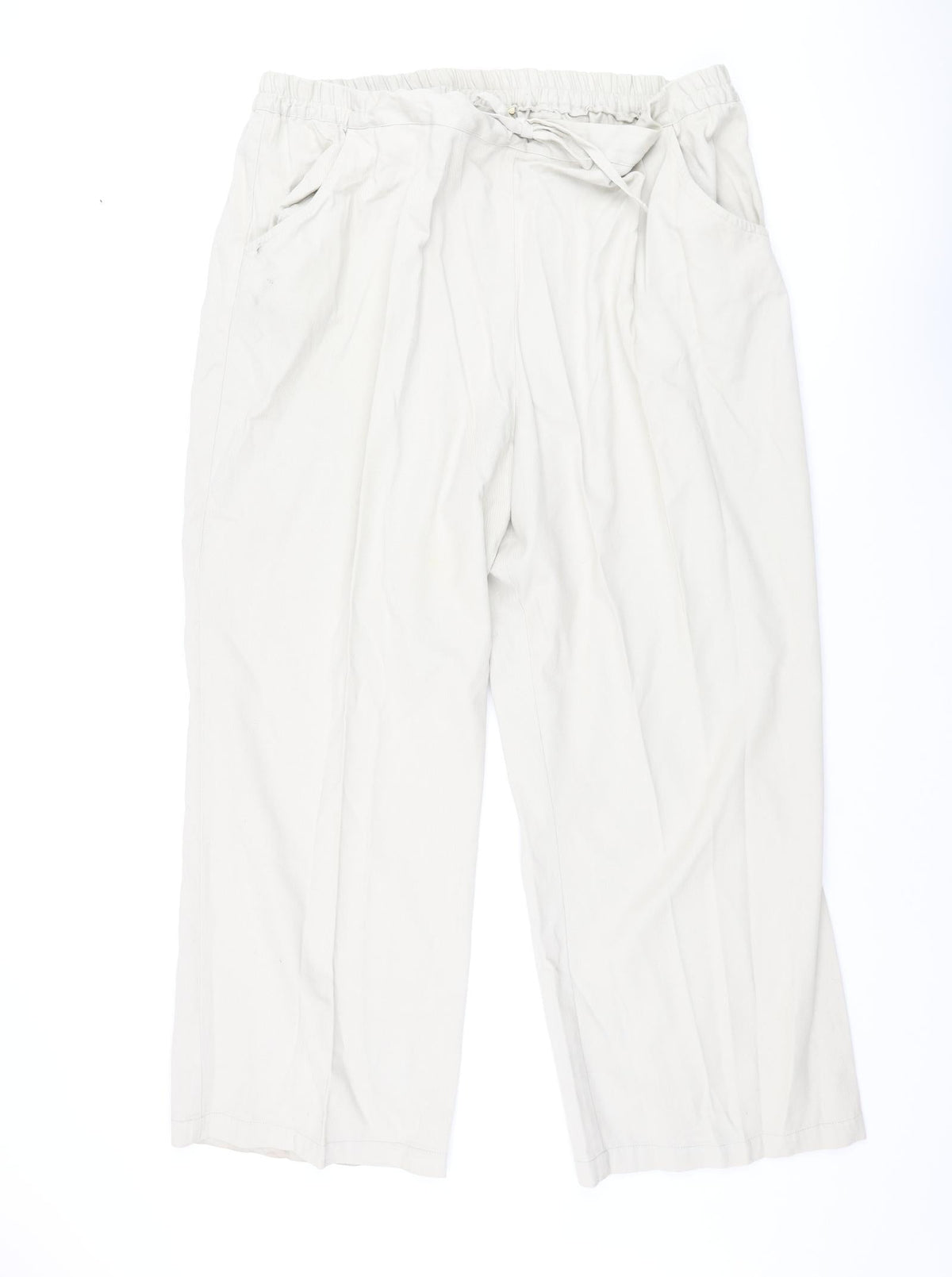 Victoria Taylor Womens Beige Cotton Trousers Size 22 L27 in Regular Drawstring