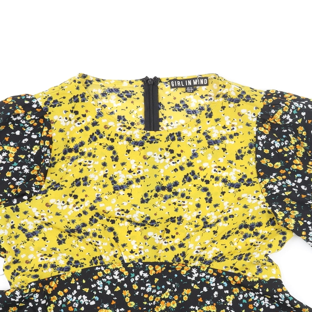 Girl In Mind Womens Multicoloured Floral Polyester Basic Blouse Size 12 Round Neck