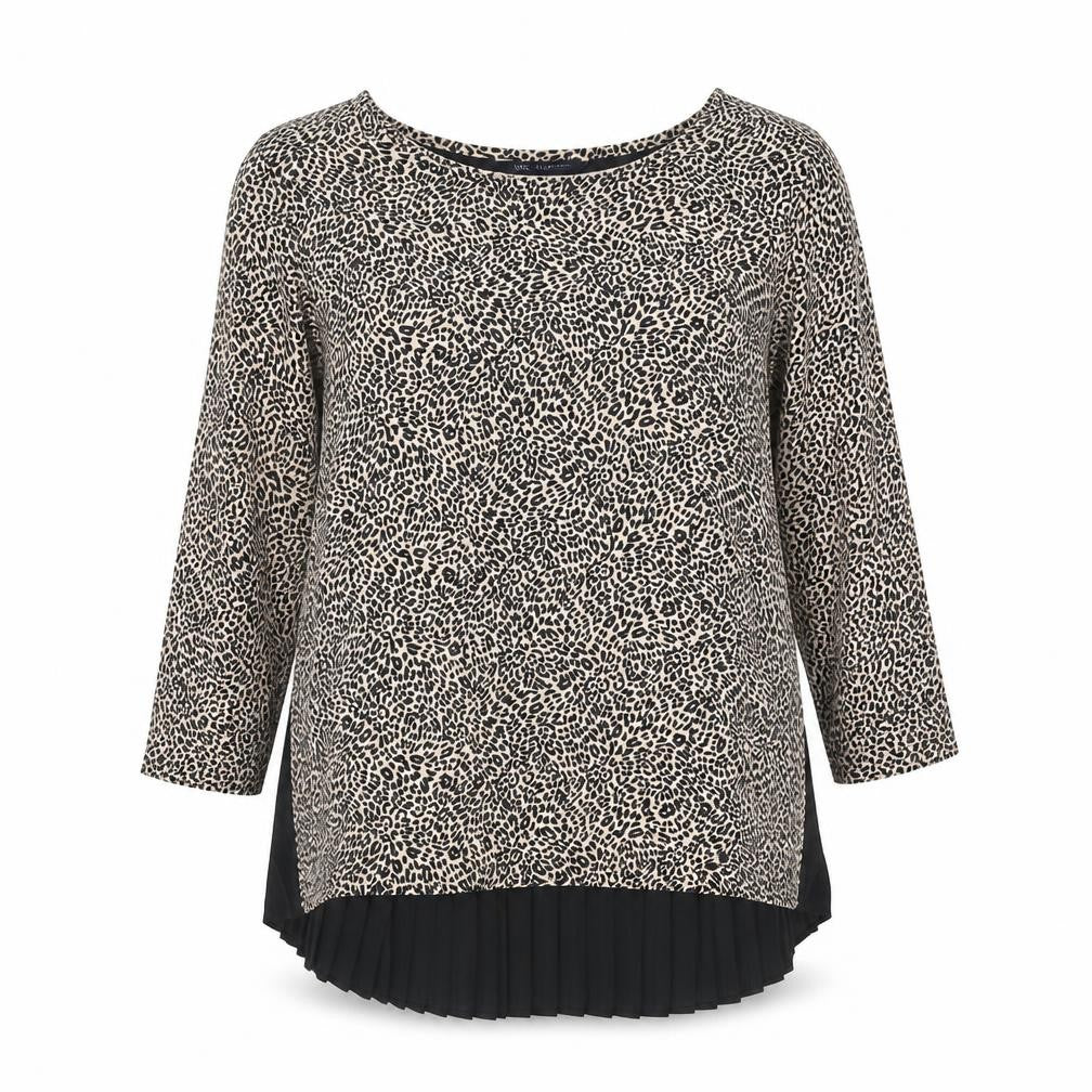 Marks & Spencer Womens Beige Viscose Basic Blouse Size 8 Round Neck - Leopard Print Pleated