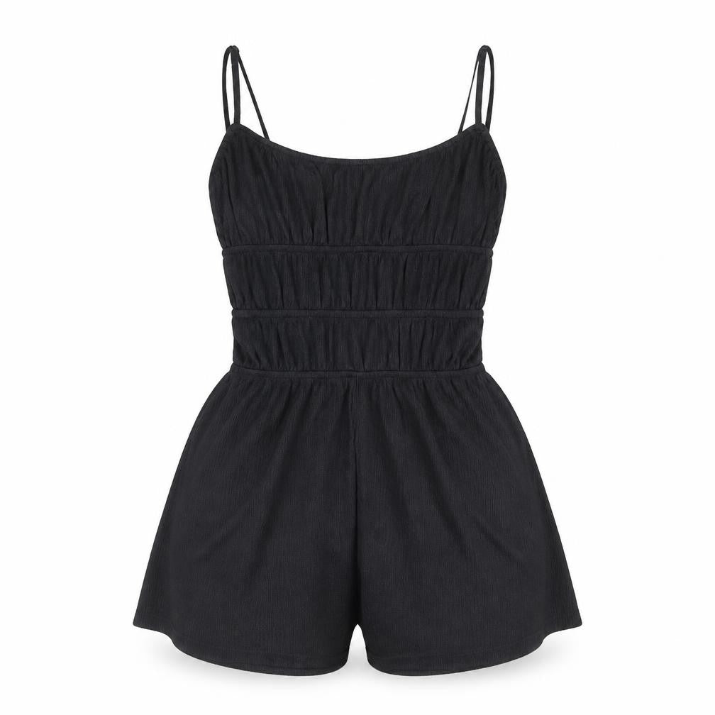Divided by H&M Womens Black Polyester Playsuit One-Piece Size 2XS Pullover - Rouched