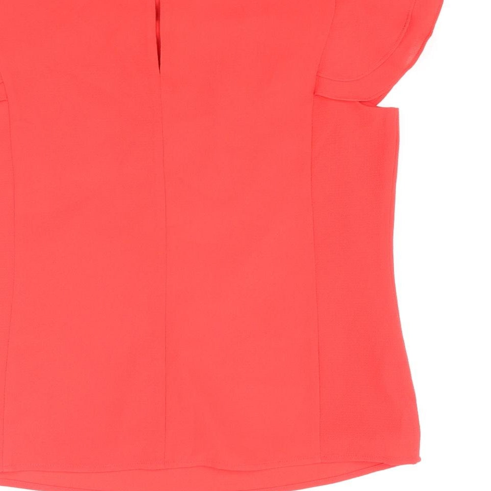 Damsel in a Dress Womens Red Polyester Basic Blouse Size 10 Round Neck - Frill