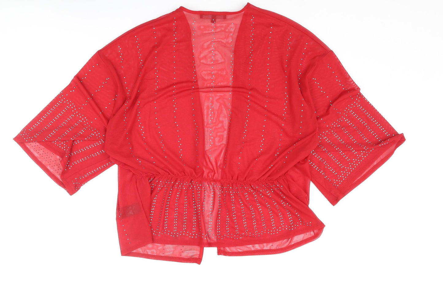 NEXT Womens Red Polyester Kimono Blouse Size 12 V-Neck - Rhinestone Detail