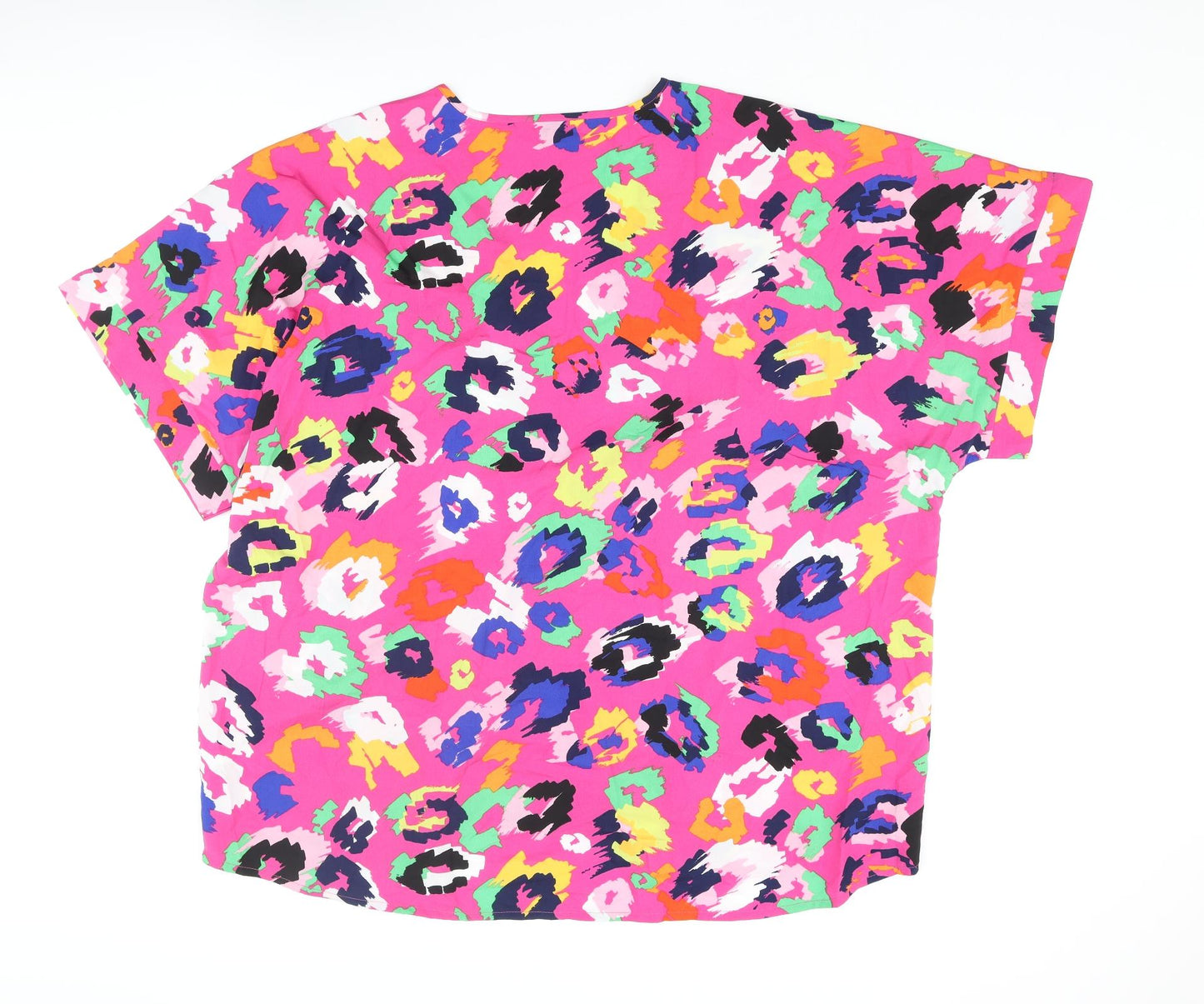 Be You Womens Multicoloured Animal Print Polyester Basic Blouse Size 18 V-Neck - Leopard Print