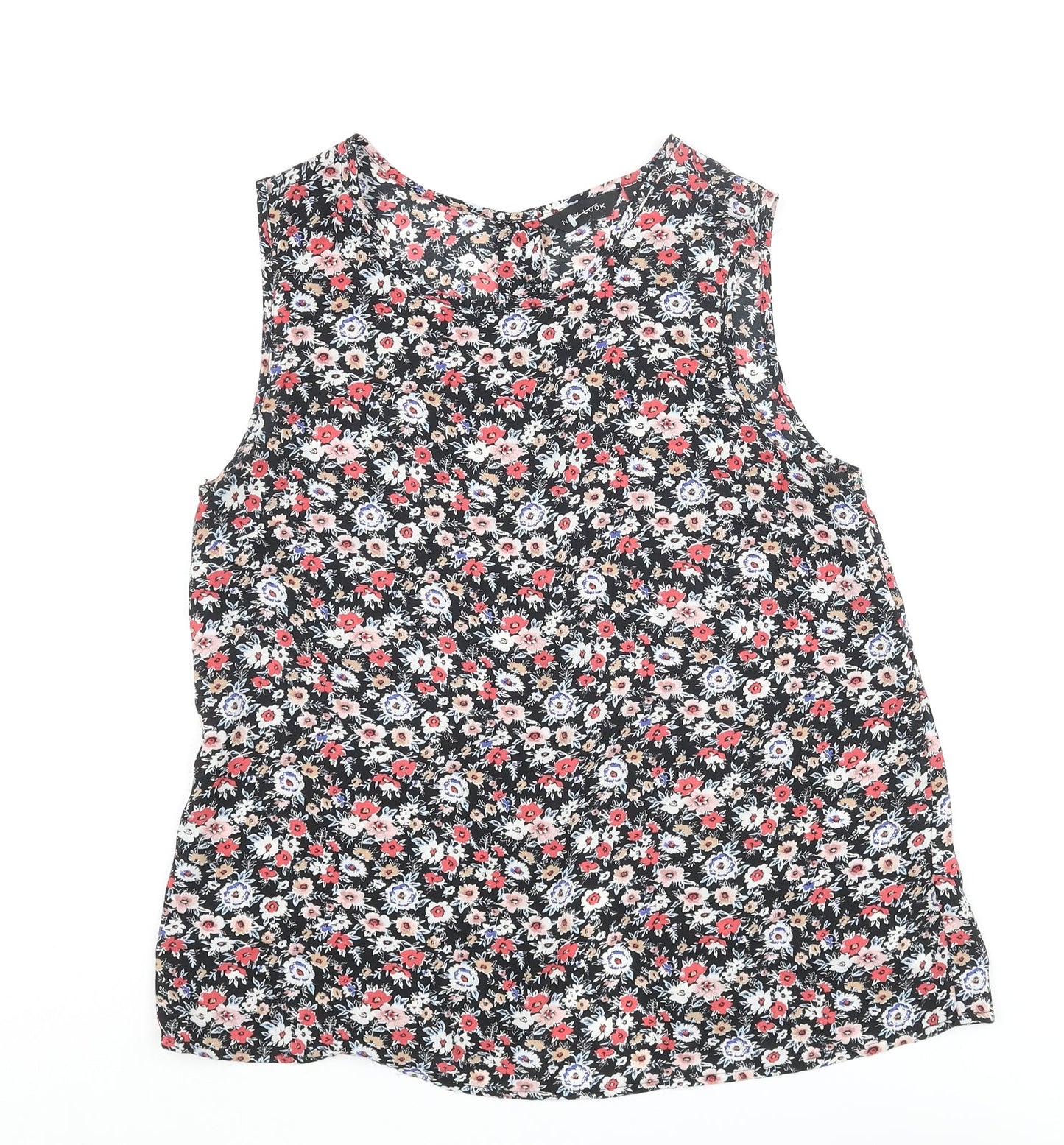 New Look Womens Multicoloured Floral Polyester Basic Blouse Size 8 Round Neck