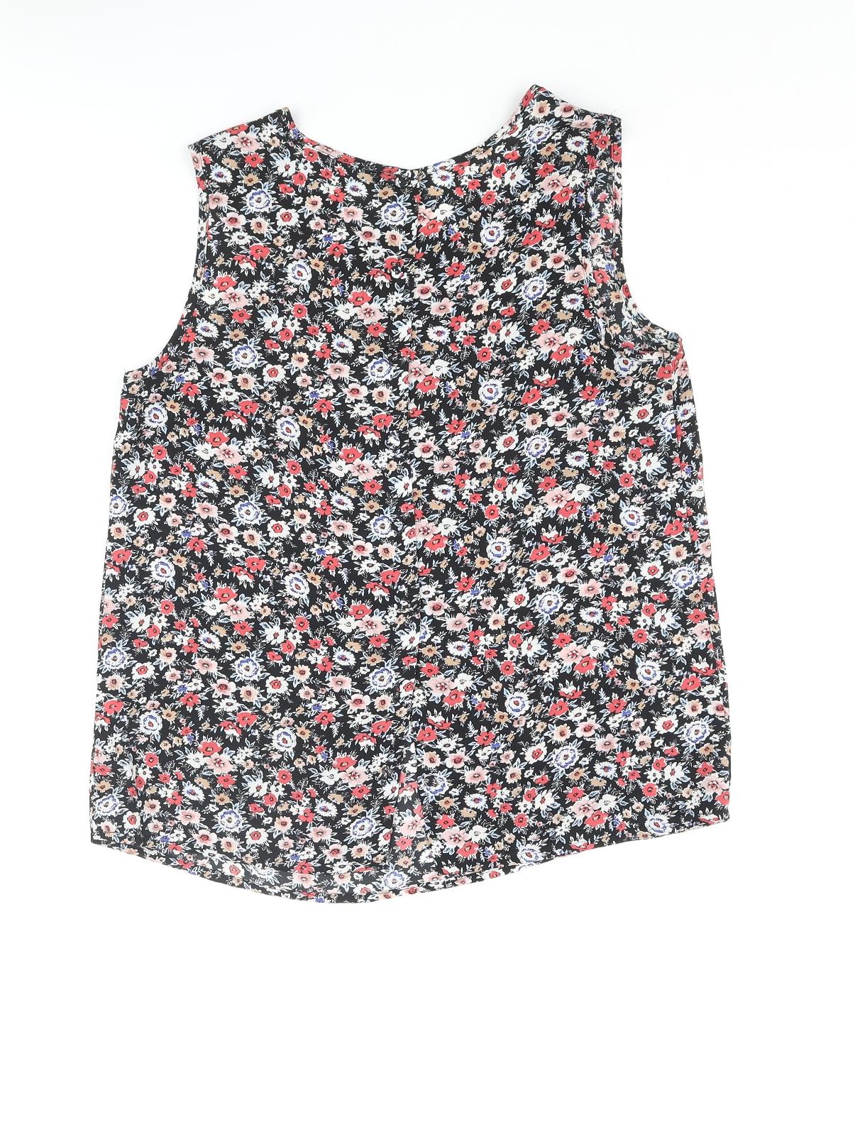 New Look Womens Multicoloured Floral Polyester Basic Blouse Size 8 Round Neck