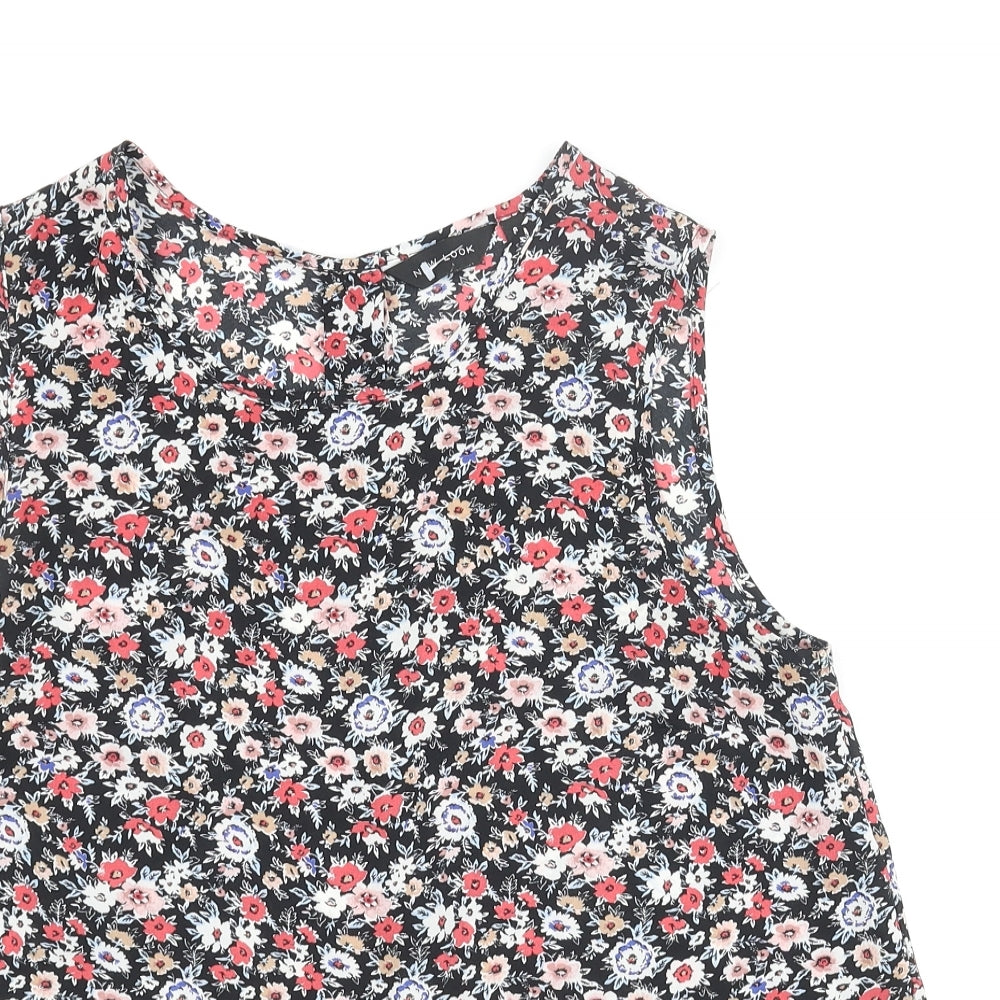 New Look Womens Multicoloured Floral Polyester Basic Blouse Size 8 Round Neck