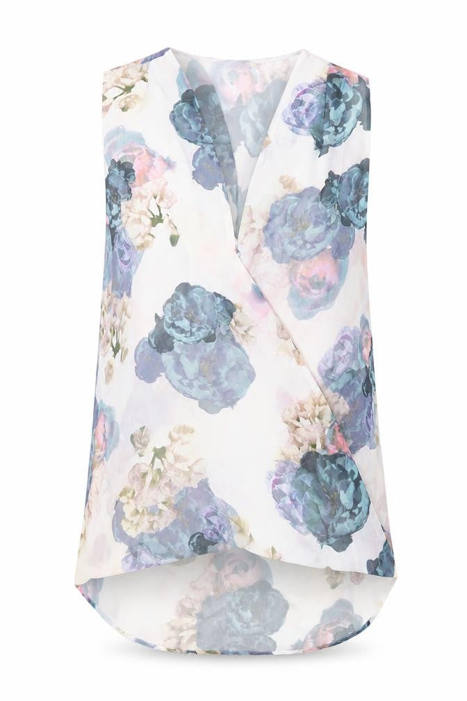 H&M Womens Multicoloured Floral Polyester Basic Blouse Size 6 V-Neck