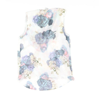 H&M Womens Multicoloured Floral Polyester Basic Blouse Size 6 V-Neck