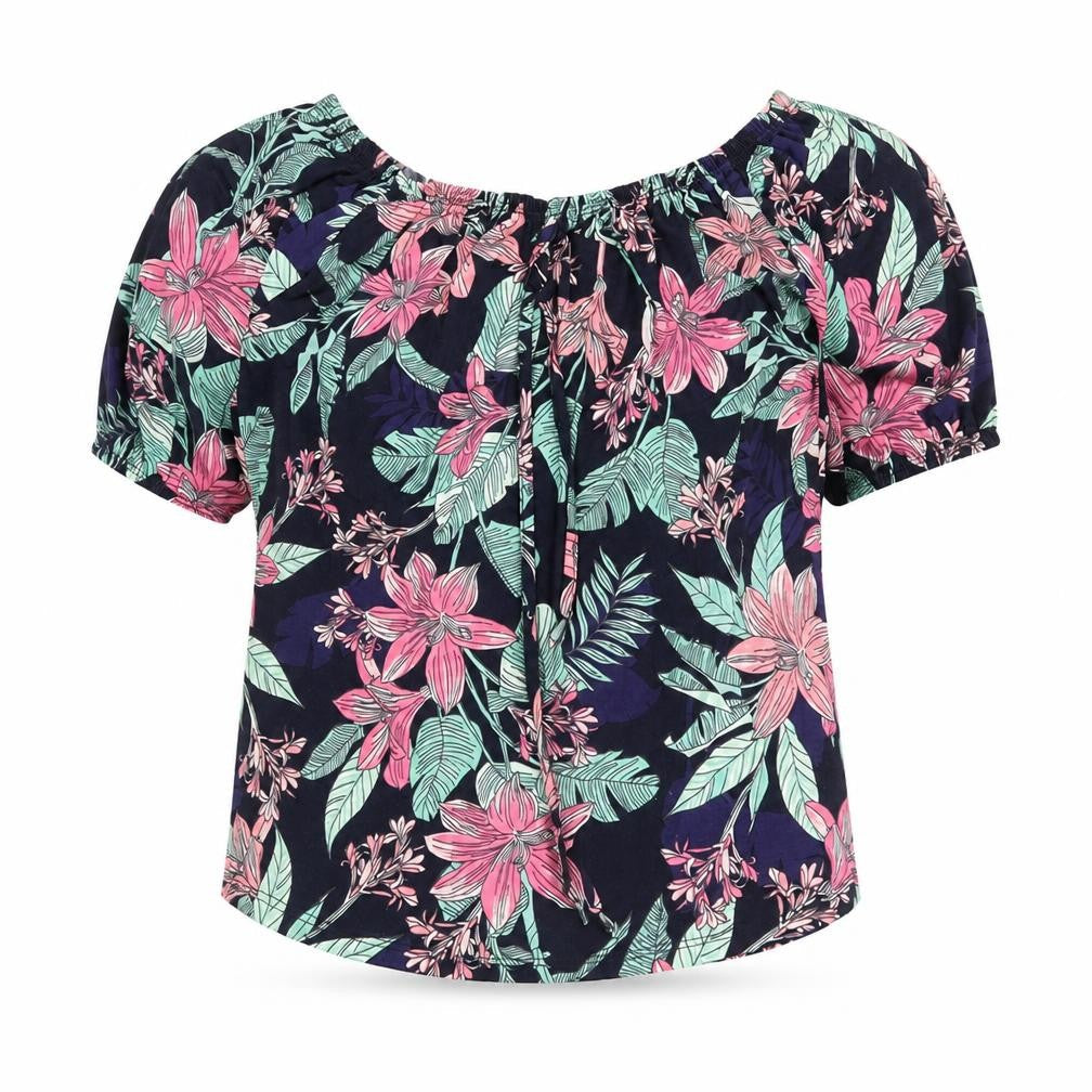 Roman Womens Multicoloured Floral Viscose Basic Blouse Size 10 Boat Neck