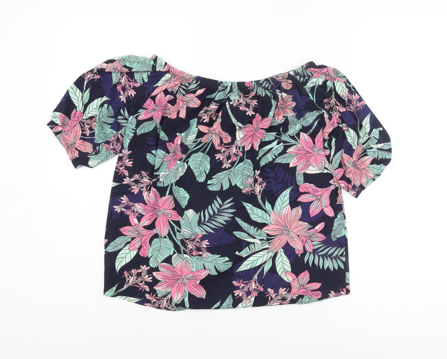 Roman Womens Multicoloured Floral Viscose Basic Blouse Size 10 Boat Neck