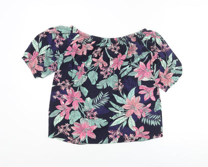 Back view of Roman women’s multicoloured floral viscose basic blouse, size UK 10, boat neck