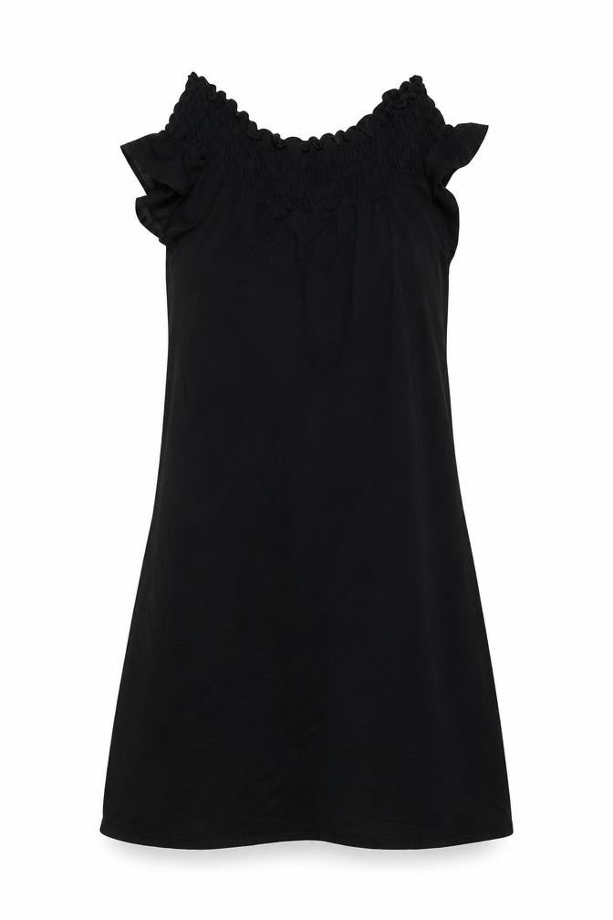 Hennes Womens Black Viscose A-Line Size 10 Round Neck Pullover - Rouched