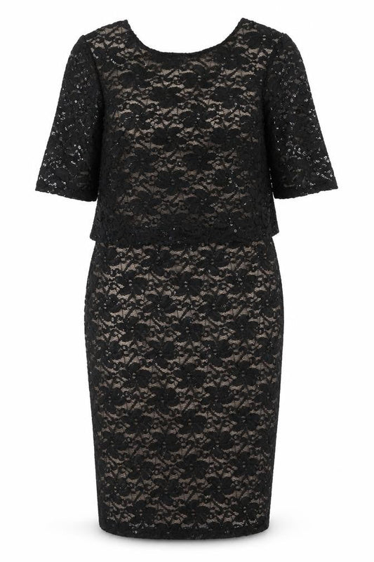 Dorothy Perkins Womens Black Polyester Pencil Dress Size 10 Round Neck Zip - Sequin