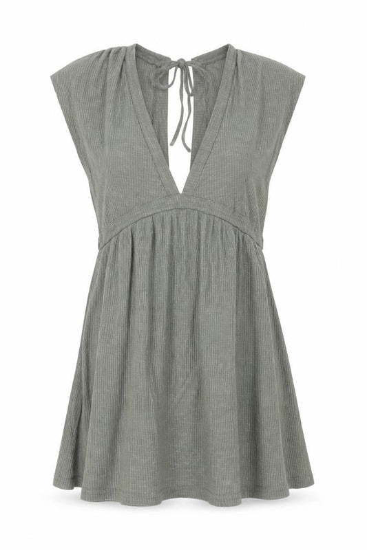Pull&Bear Womens Green Polyester A-Line Size S V-Neck Tie