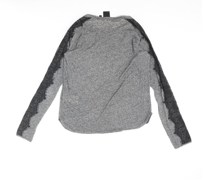 InWear Womens Grey Polyester Basic Blouse Size XS Round Neck - Lace Trim